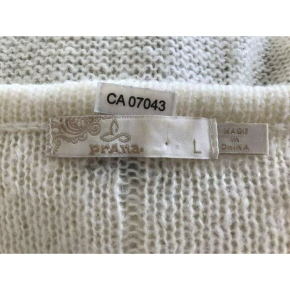 PRANA Shelby Poncho Sweater Womens Size Large Cream Ivory Cable Knit Tassle - Picture 6 of 6